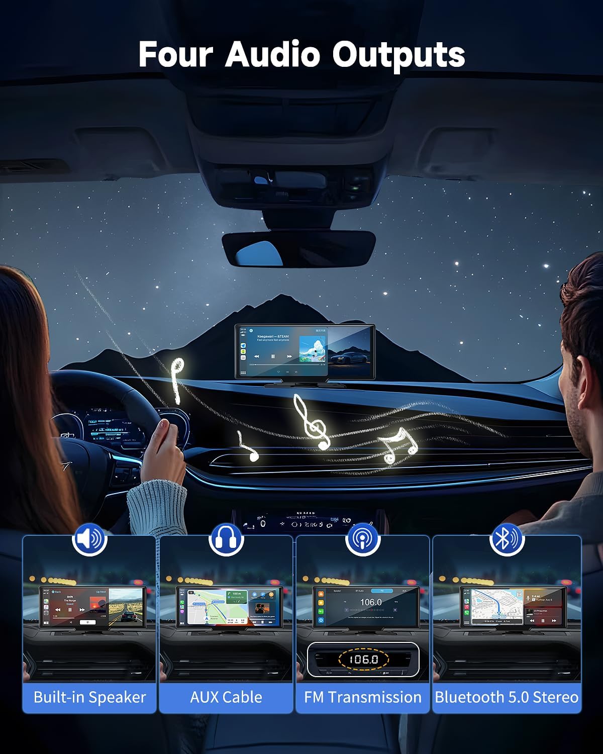 Kuayvan 10-inch Portable Car Screen, which is a device that adds smart features to a car.