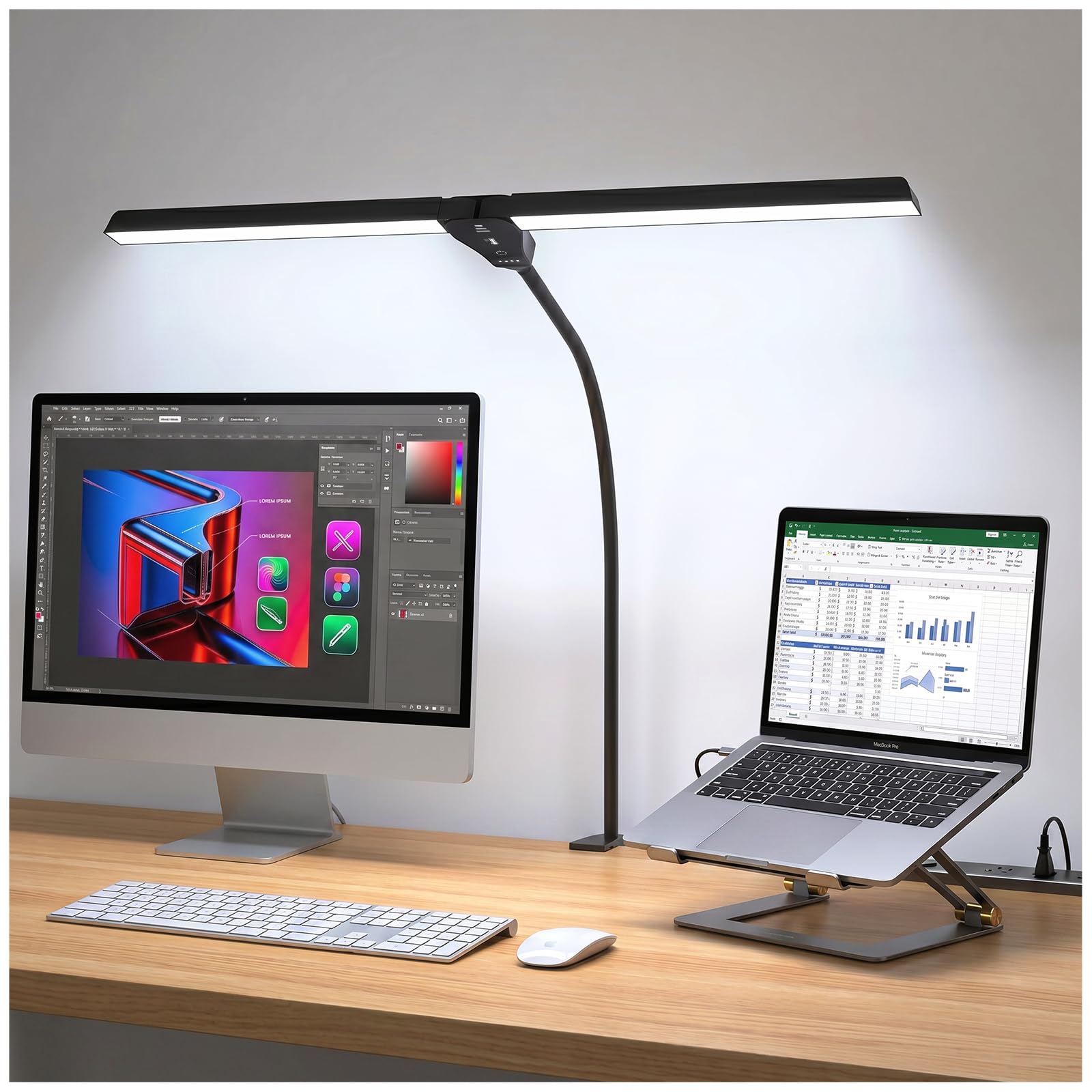 Lustaled LED desk lamp with clamp — actual product photo