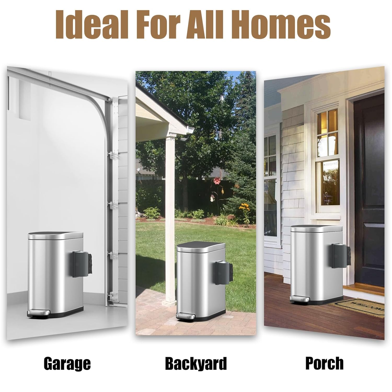 Dog Poop Trash Can Outside with Odor Control Lid & Step Pedal