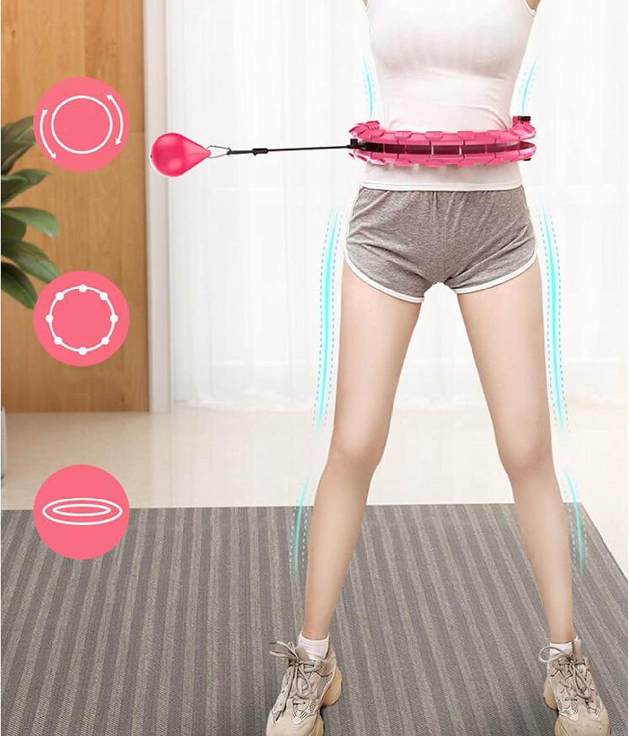 Adult aggravated Hula Hoop, Sports Smart Fitness Detachable Adjustable Size Weight Loss Hoop, Exercise Equipment for Legs, Waist and Buttocks