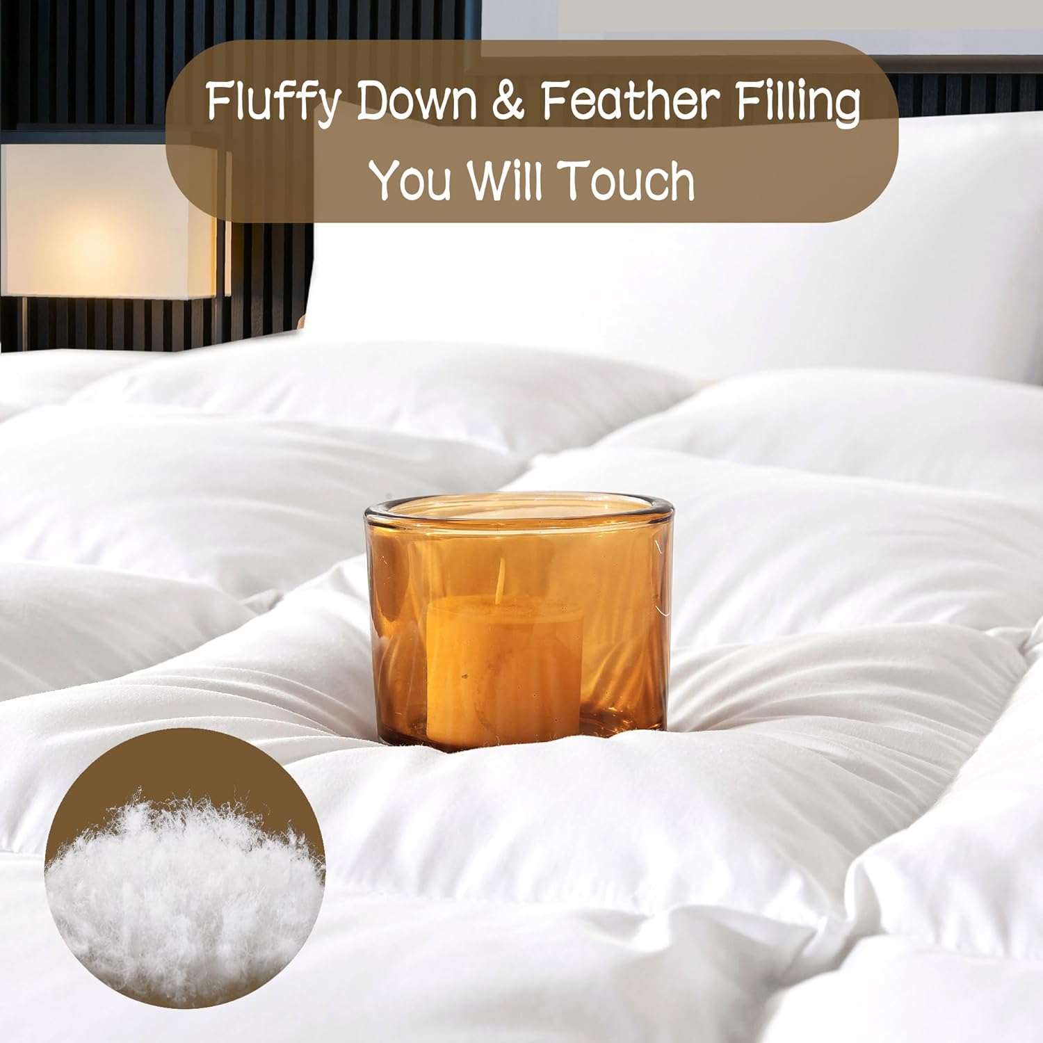 EDUJIN King Size Goose Down Comforter, All Season Duvet Insert Goose Feather Down Filled, 100% Organic Cotton+4 Corner Ties, 106x90 in