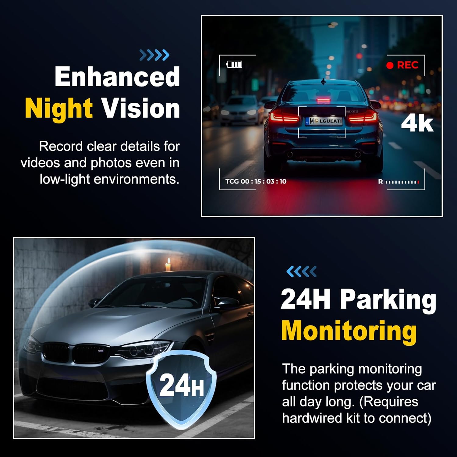 Dash Cam, 4K+2K Full HD Dash Cam Front and Rear
