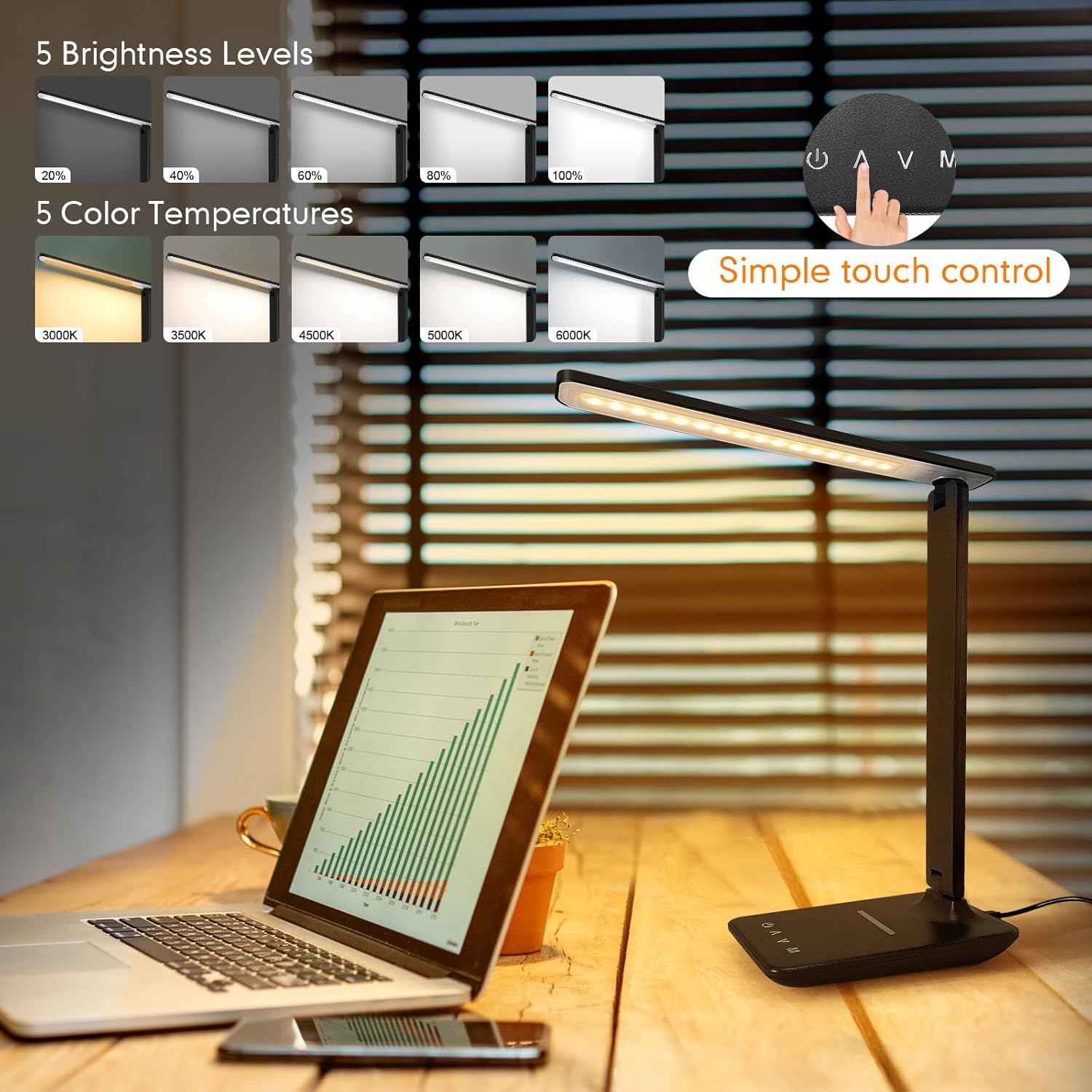 The karidi LED Desk Lamp combines modern design with versatile functionality