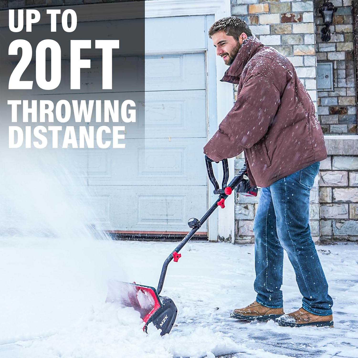 The MZK 20V 13-Inch Cordless Snow Shovel offers efficient snow clearing