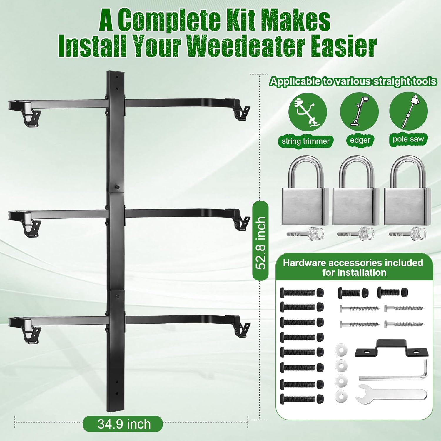 CAROD Weed Eater Rack for Open Trailer, 3 Place Trimmer