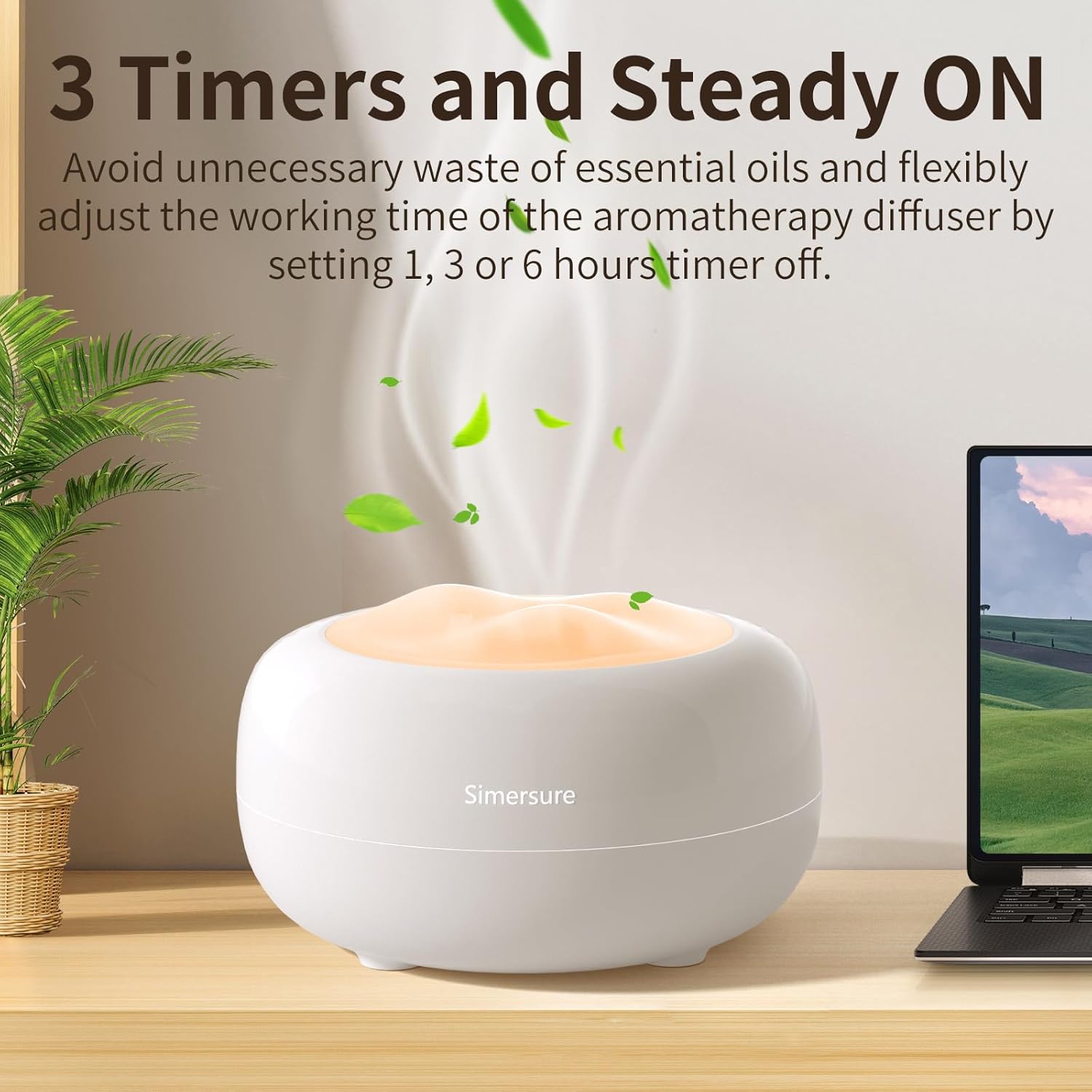 SimerSure Essential Oil Diffuser combines ultrasonic technology with a quiet humidifying function