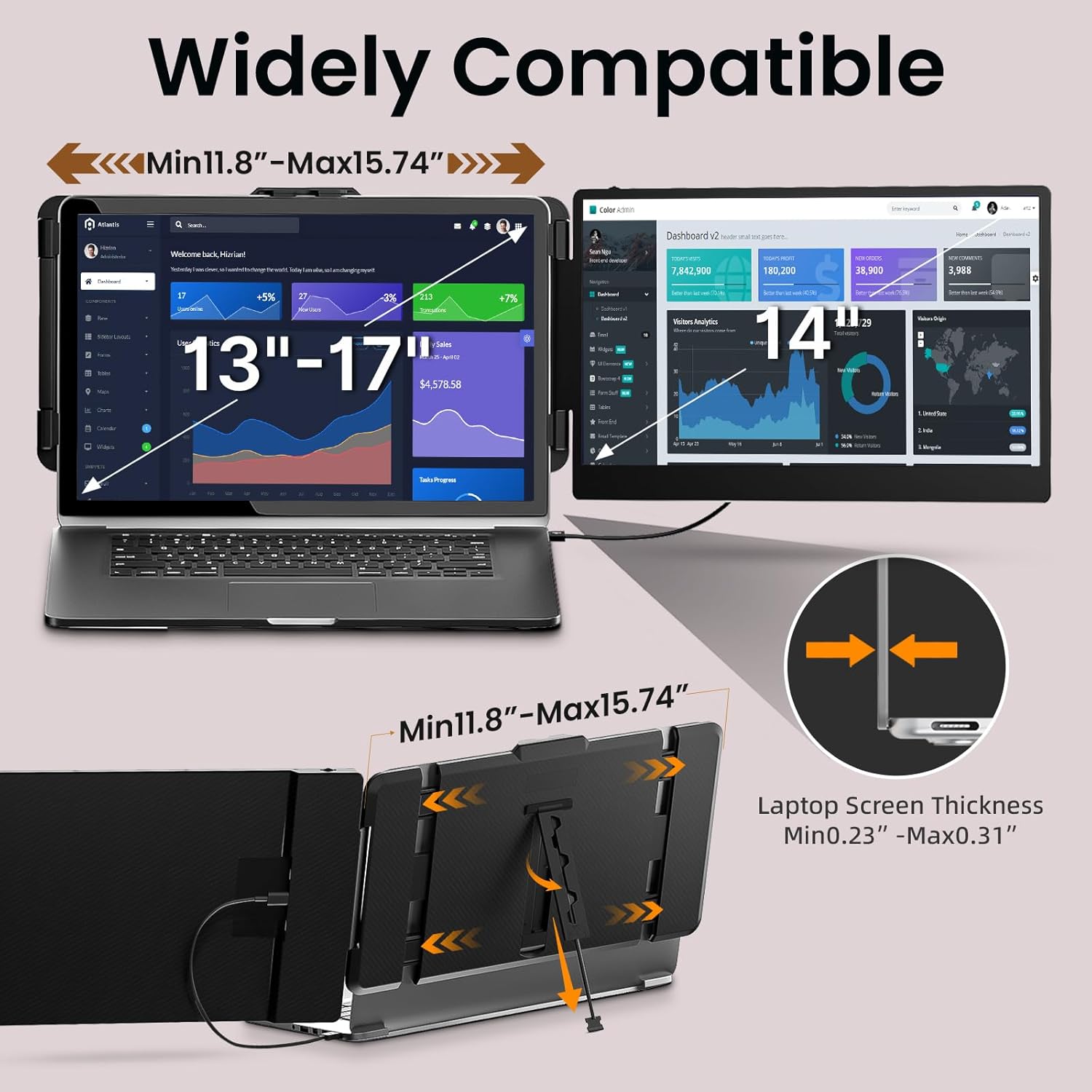 Royy Portable Laptop Screen Extender Dual Monitor - 14