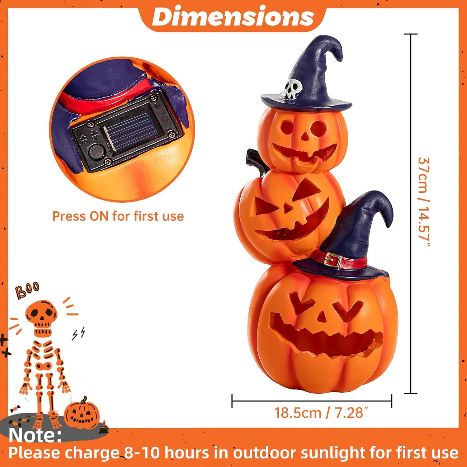 Halloween Decorations - Unique 3 Tiers Stacked Resin Jack-O-Lantern Pumpkin