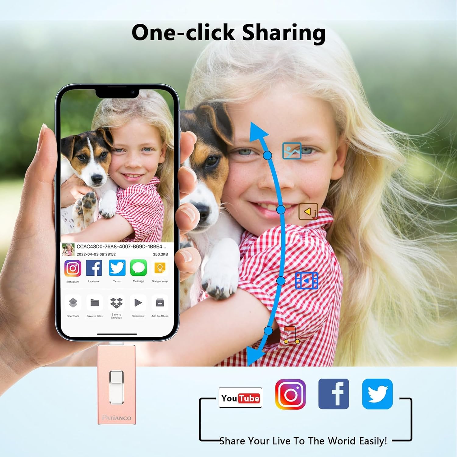The Patianco Photo Stick Apple MFi Certified 128GB is a reliable storage solution