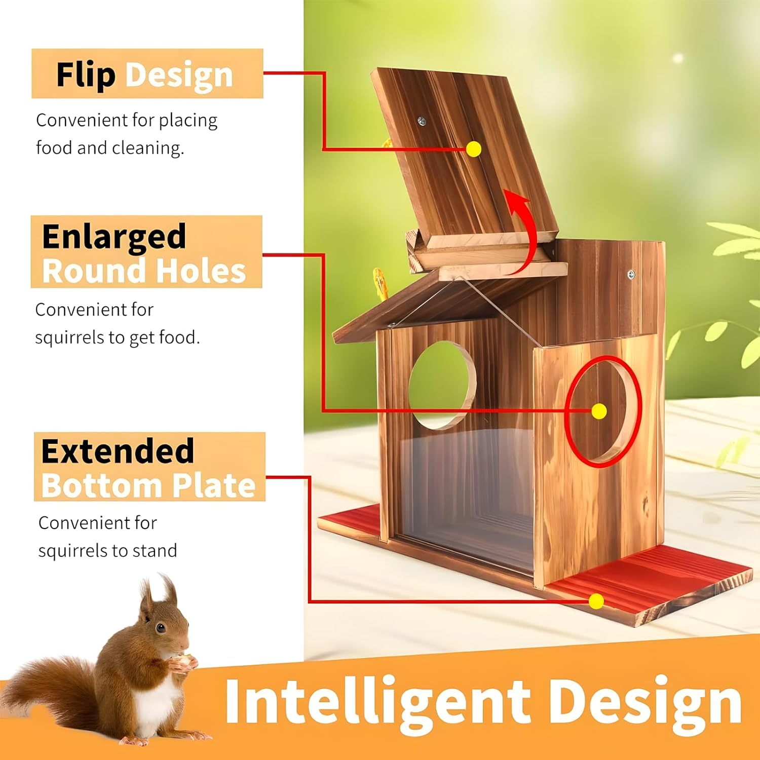 Gnodary Squirrel Feeder, Squirrel Feeders for Outside, Squirrel House for Outdoors