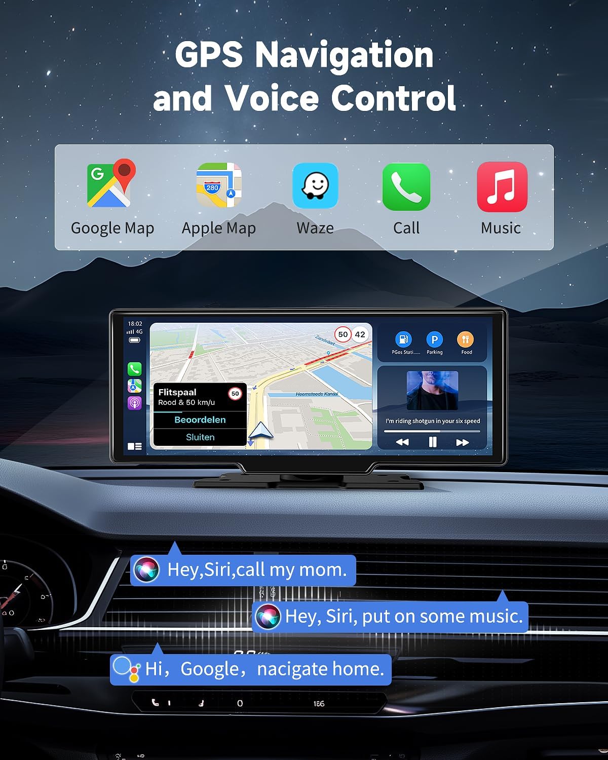 Kuayvan 10-inch Portable Car Screen, which is a device that adds smart features to a car.