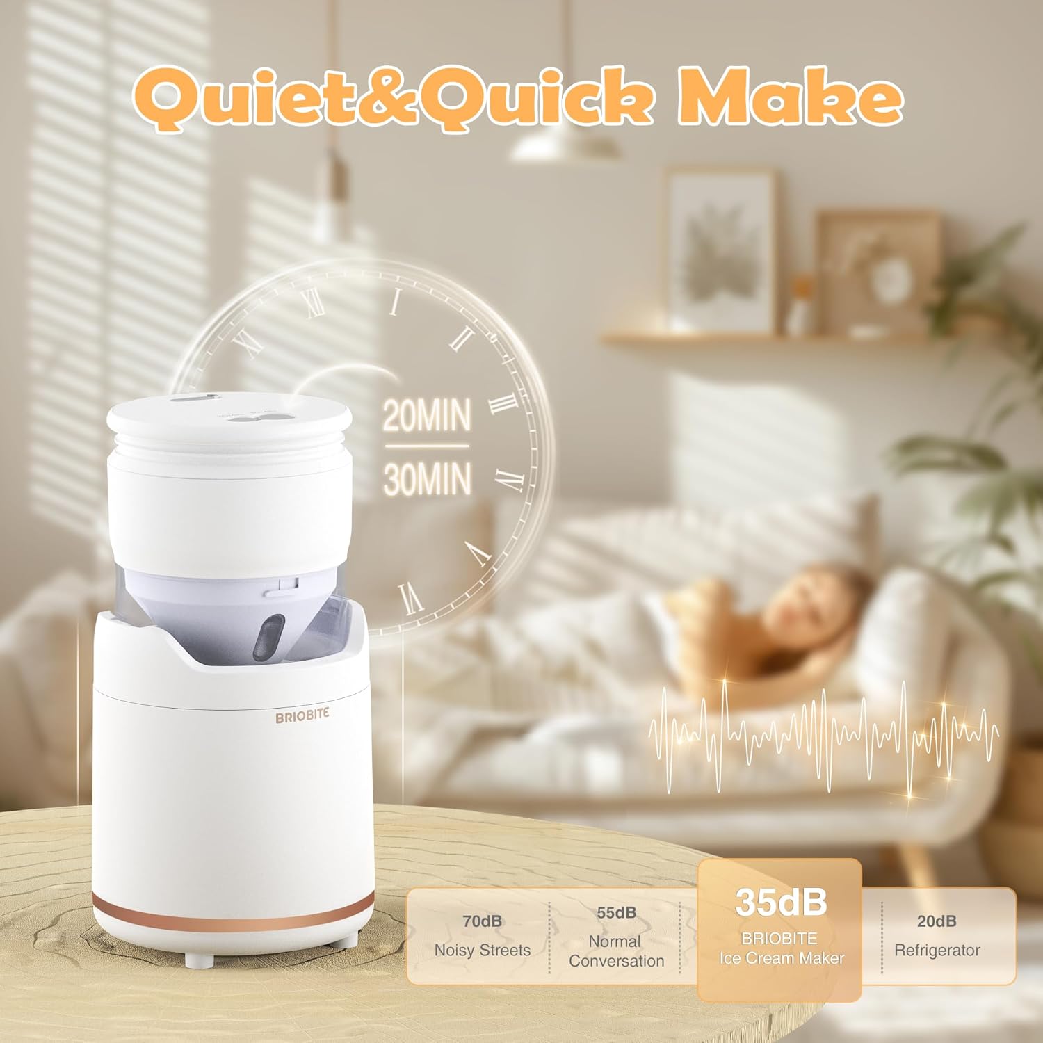 Briobite Ice cream machine BL500 Rechargeable & Compact