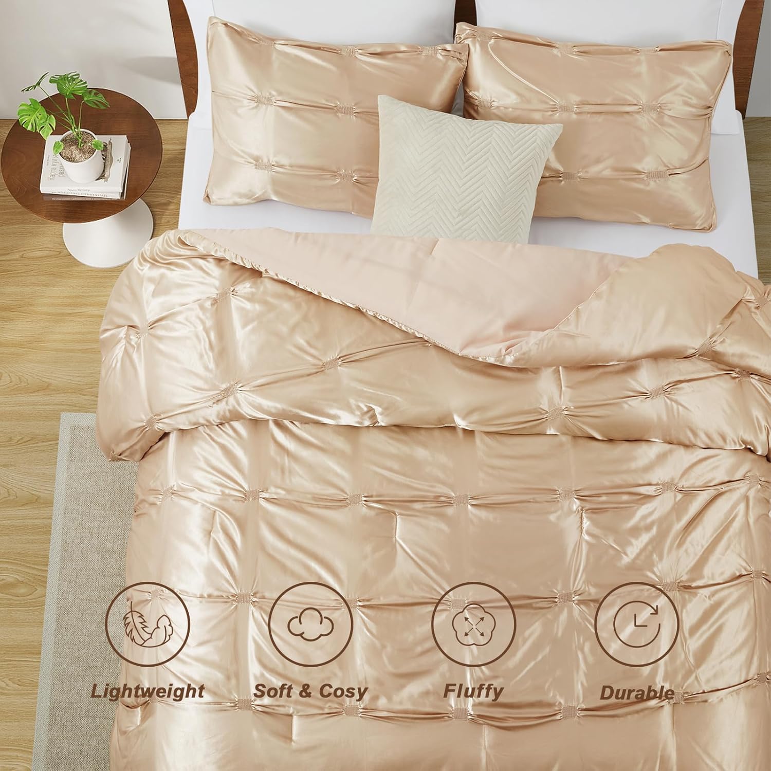 Lanest Housing Twin Size Satin Comforter