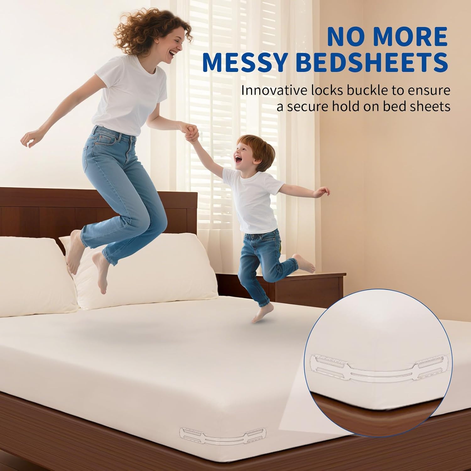 Alwenid Bed Sheet Holders are designed to securely fasten fitted bedsheets t