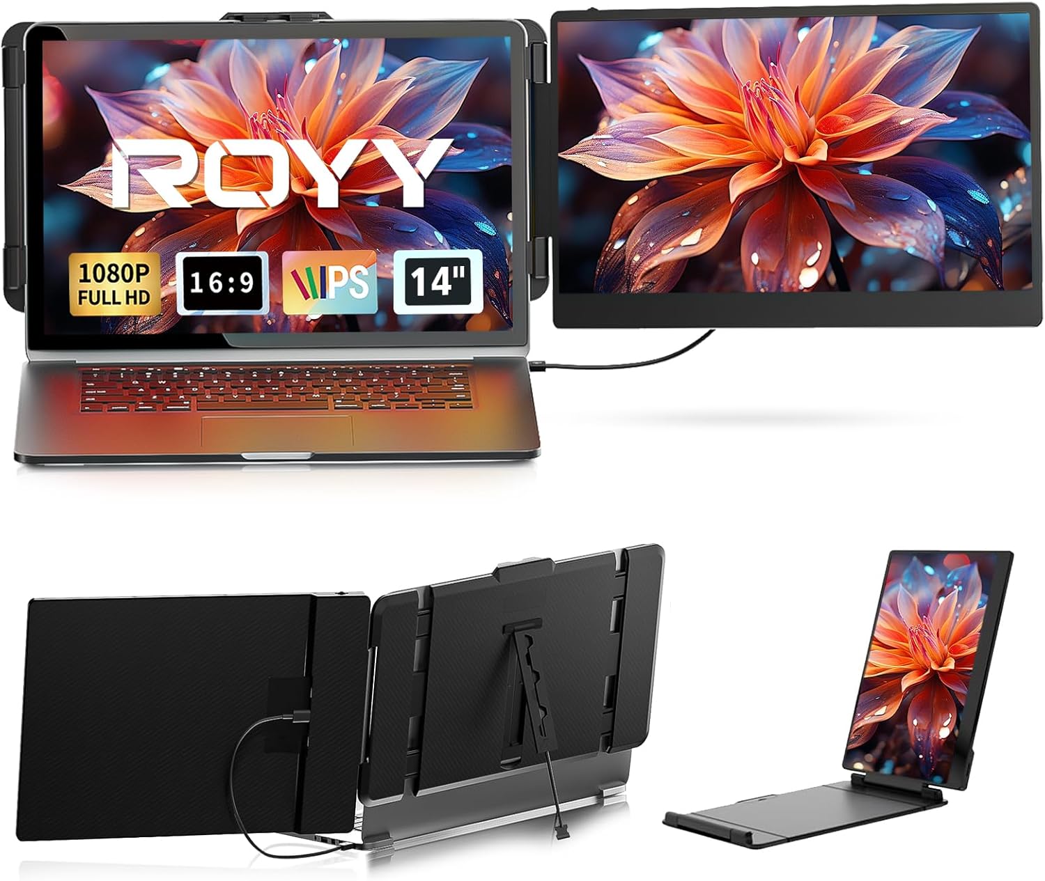 Royy Portable Laptop Screen Extender Dual Monitor - 14