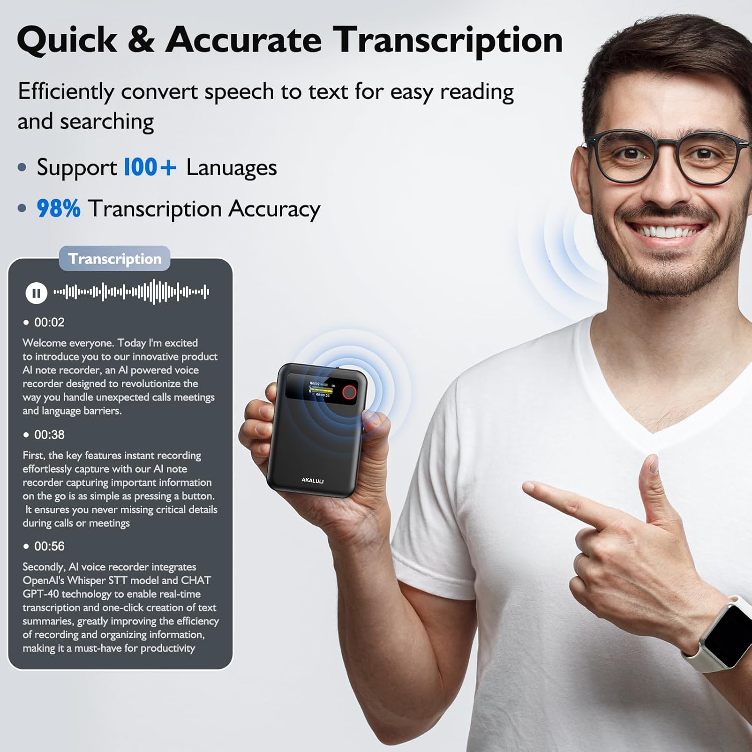 Akaluli ChatGPT Empowered AI Voice Recorder