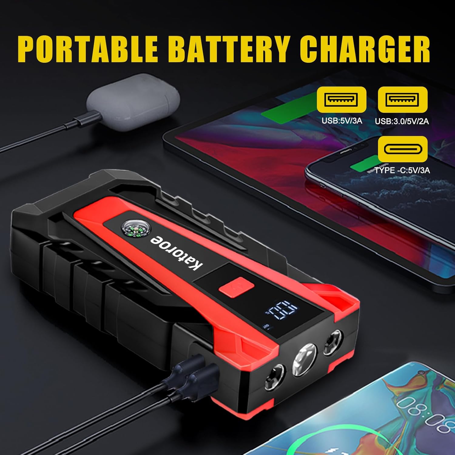 Katoroe 011 3000A Car Battery Jump Starter is a powerful and portable solution