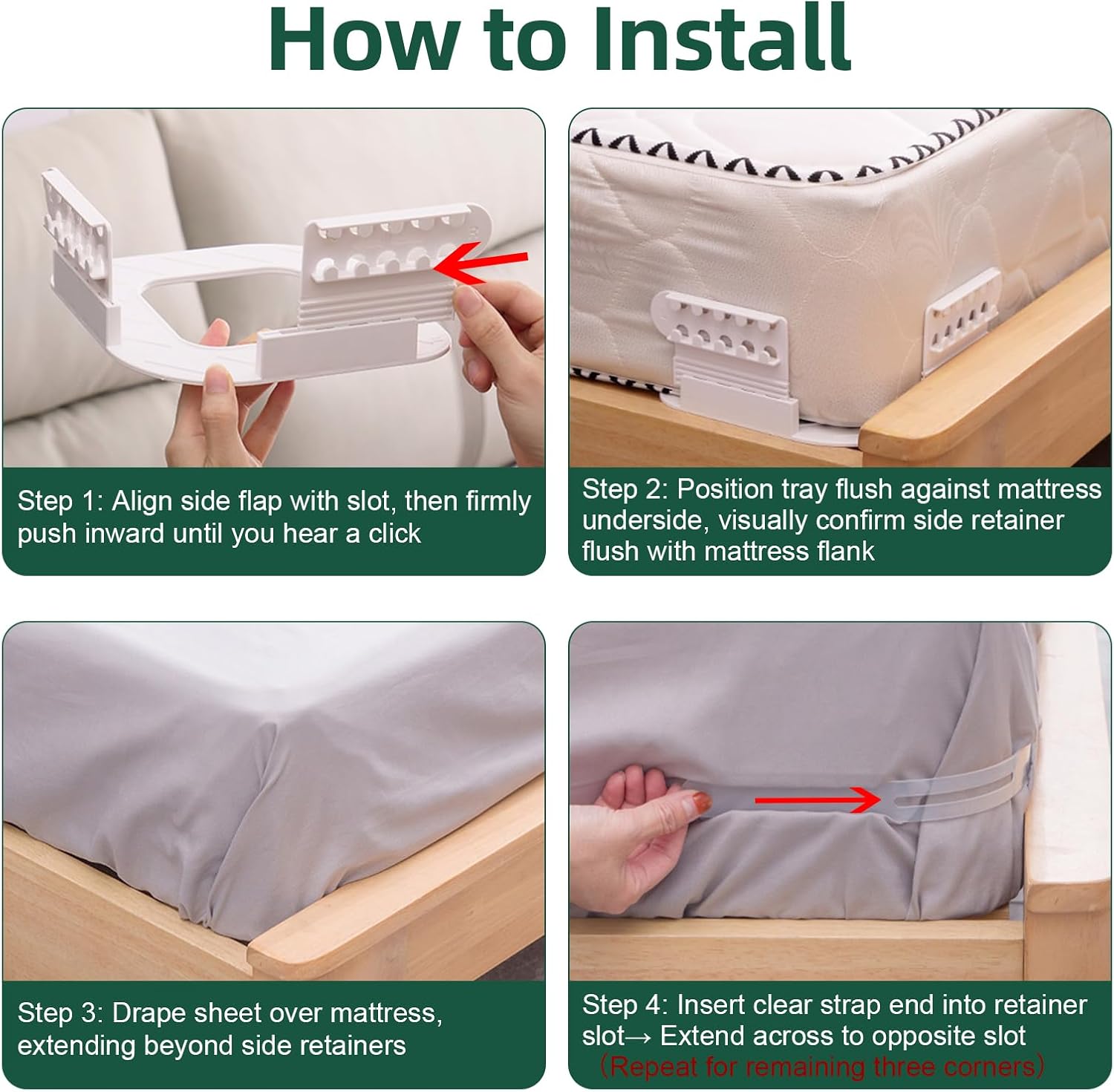 WEXFFU Bed Sheet Holders for Corners Keep Sheets Firm & Tight, Heavy Duty Mattress