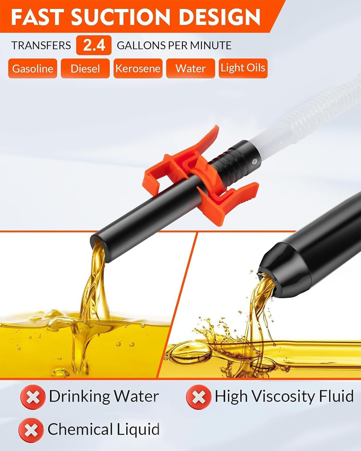 BestCosy Portable Transfer Pump Battery Operated Electric Siphon Pump for Gas, Fuel,