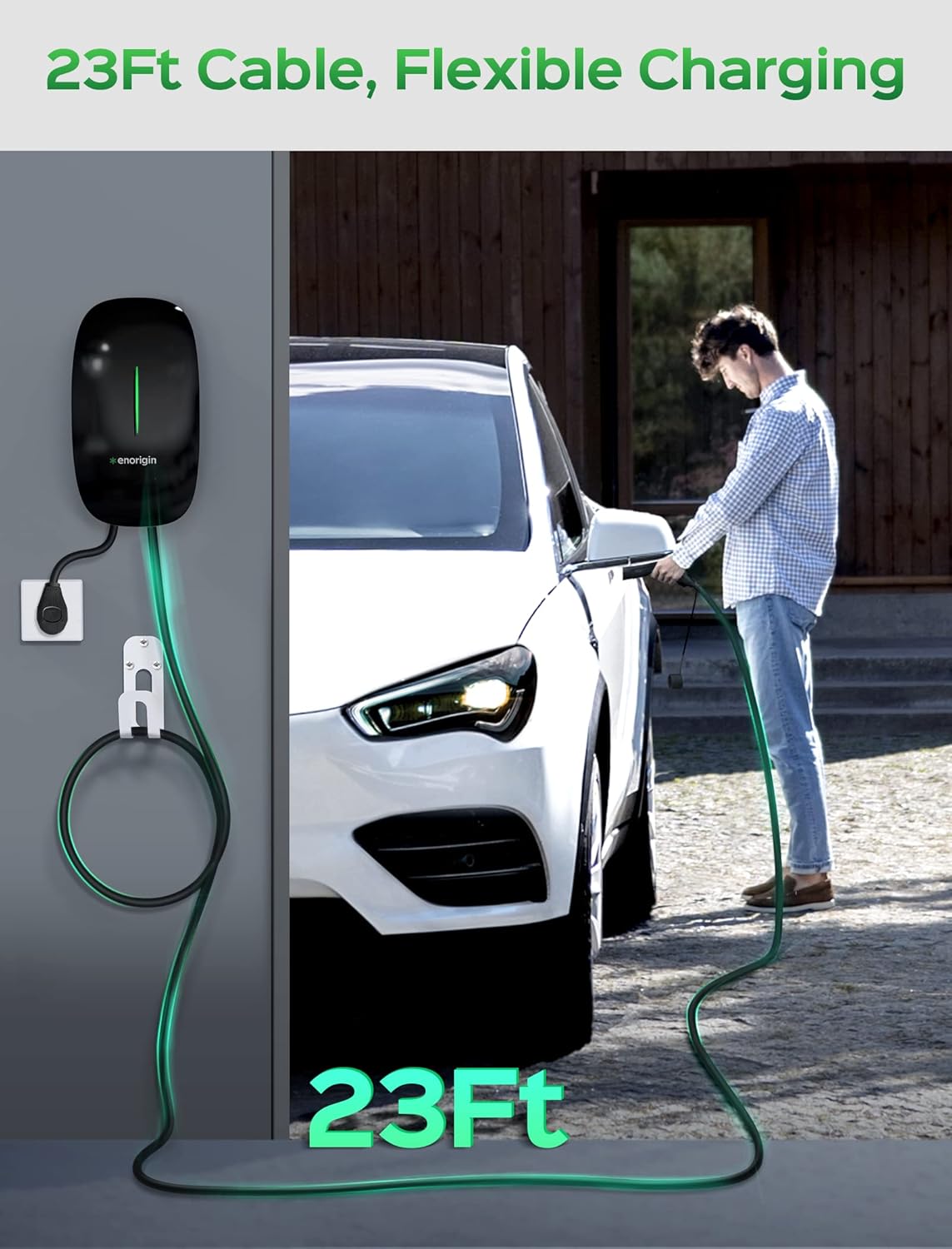 Enorigin Level 2 EV Charger delivers efficient 40 Amp, 240V charging to power your electric vehicle