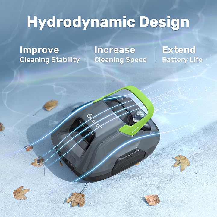 Gosvor Cordless Robotic Pool Cleaner, Lasts 90 Min, Automatic Vacuum for Above-Ground Pools