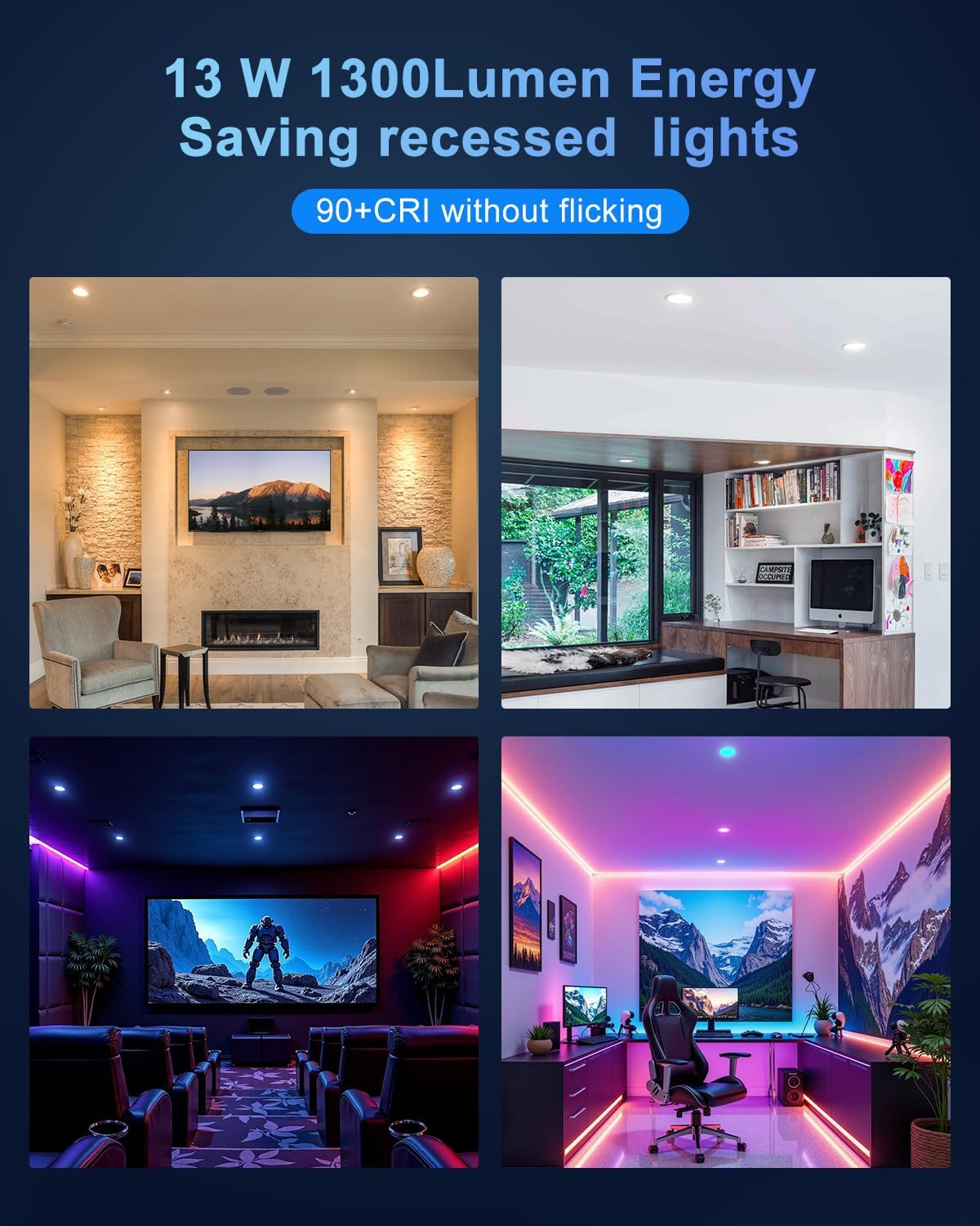 VARICART 6-Inch Smart Recessed Light Smart Recessed Lighting 6 Inch, RGBCW Color Changing