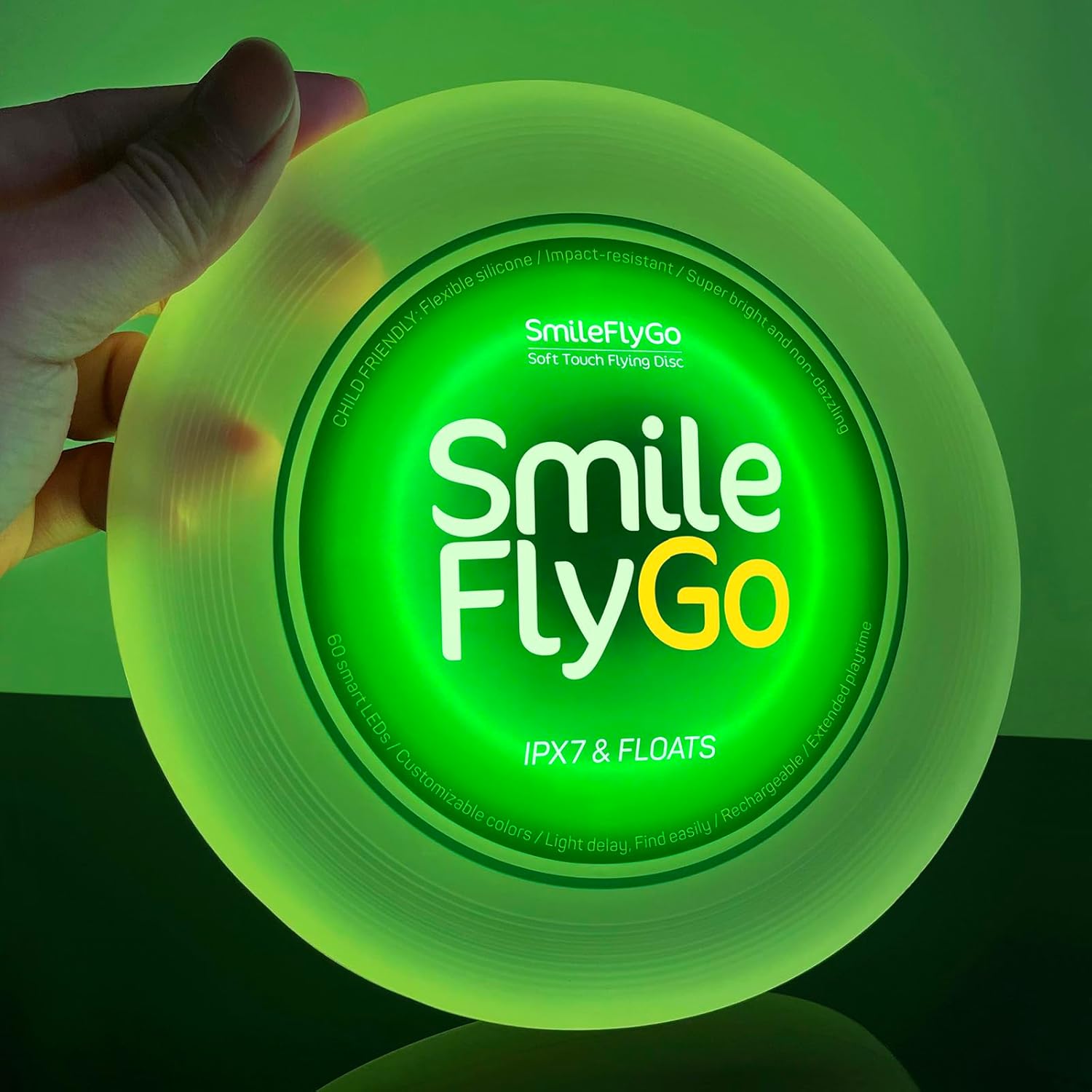 SmileFlyGo Flying Disc, 16 Million Color RGB 60 LEDs, Bright Dynamic Lighting,