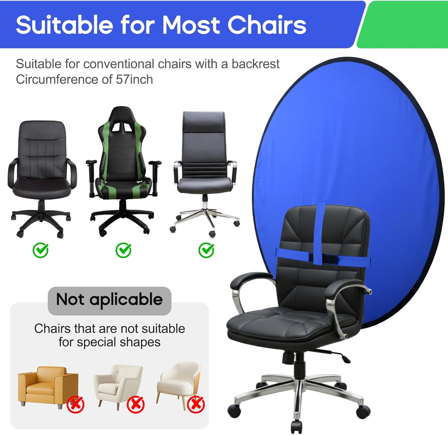 Portable Blue Green Screen Chair offers a versatile 2-in-1 solution with a 57-inch