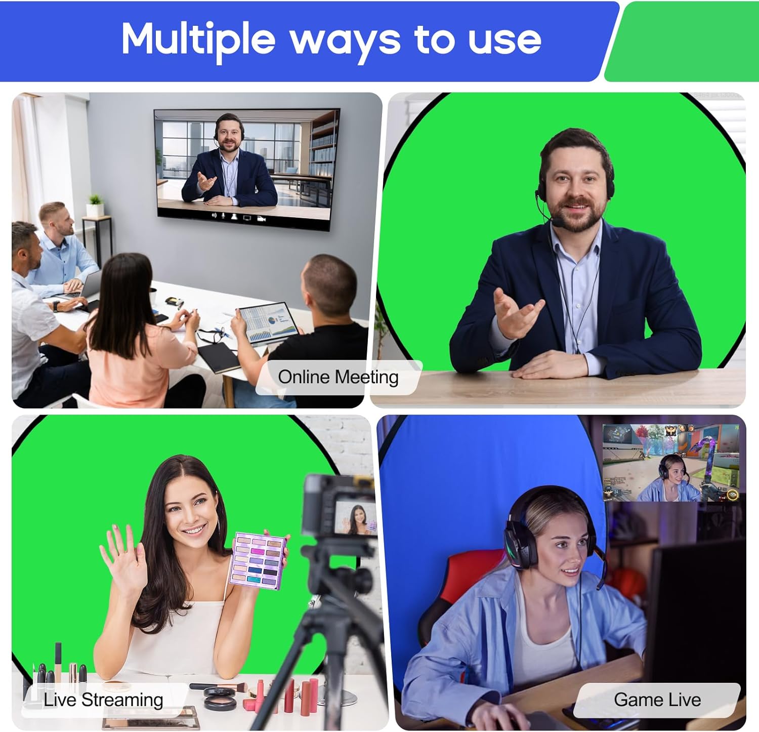 Portable Blue Green Screen Chair offers a versatile 2-in-1 solution with a 57-inch