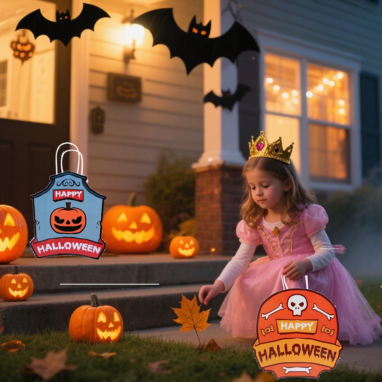 ZRLABL 4PC Halloween Trick or Treat Bags – Candy Gift Bags for Party Favors, Candy, Goodie for Halloween Decorations