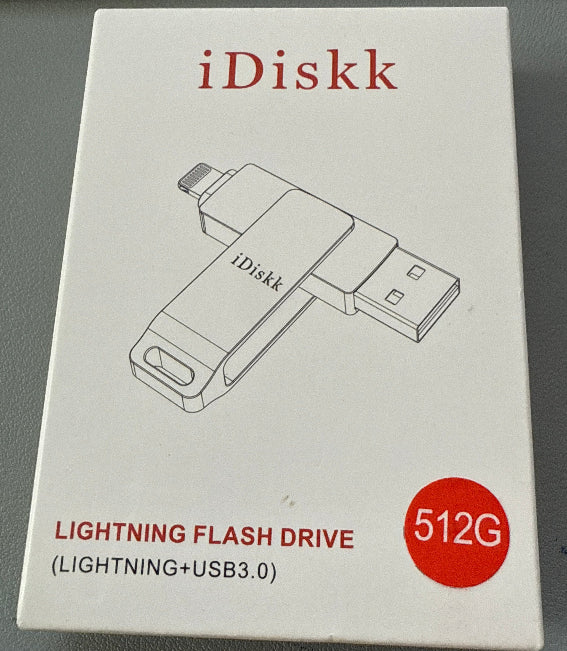 iDiskk 512GB iPhone Photo Storage Stick MFi Certified Flash Drive 512G