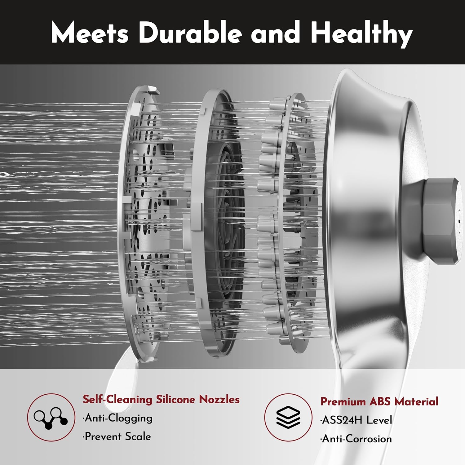 PRIMSOPH Shower Head Handheld Spray Combo 10 Mode Spray Settings Magnetic 2-in-1 High Pressure Dual Showerhead Auto-Switch Square Combination, Chrome