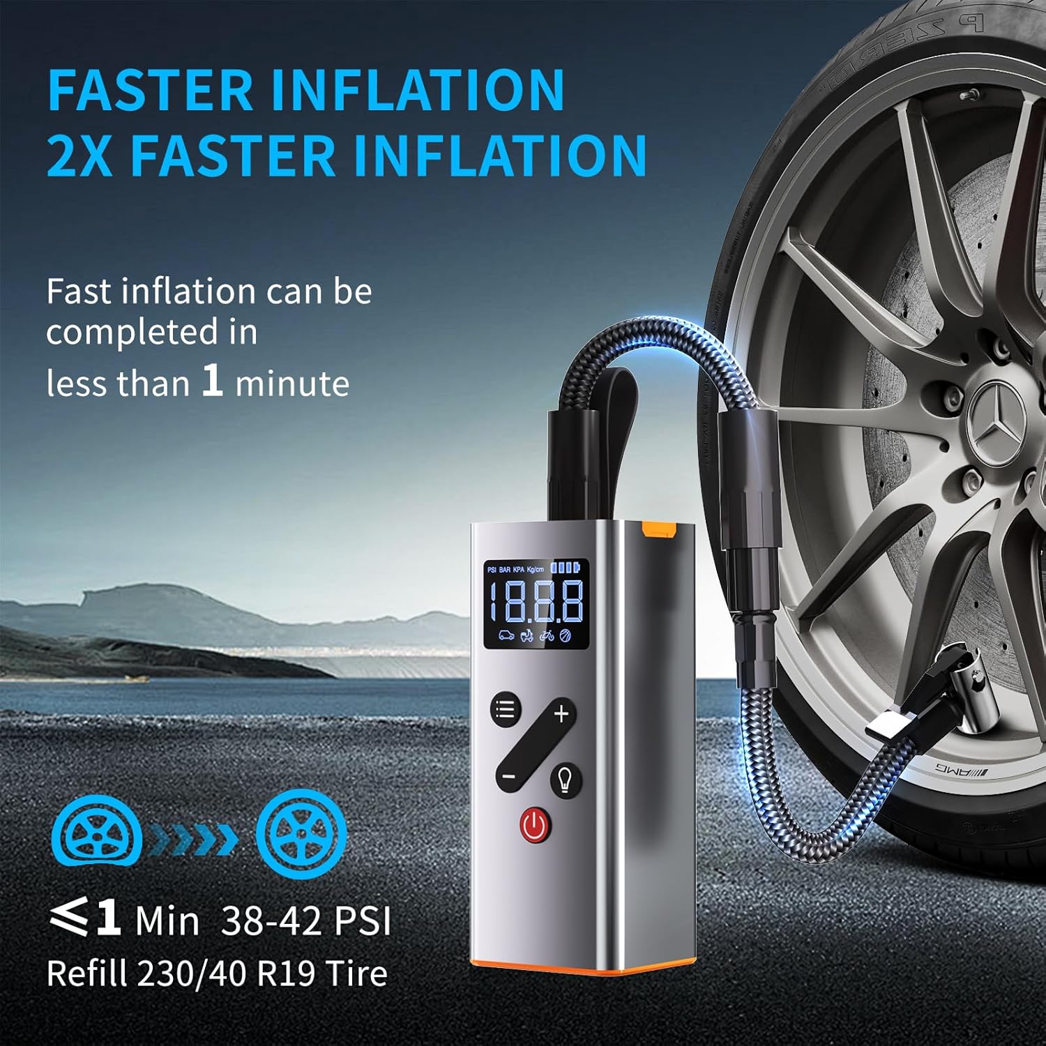 SUKABER Portable Air Compressor offers a powerful 150 PSI