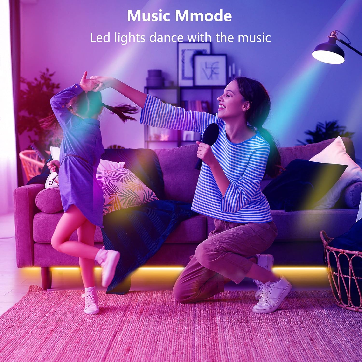 Ledagic led lights for party room 100Ft 100Ft LED Strip Lights, Smart Light with App Remote Control, RGB LED Lights