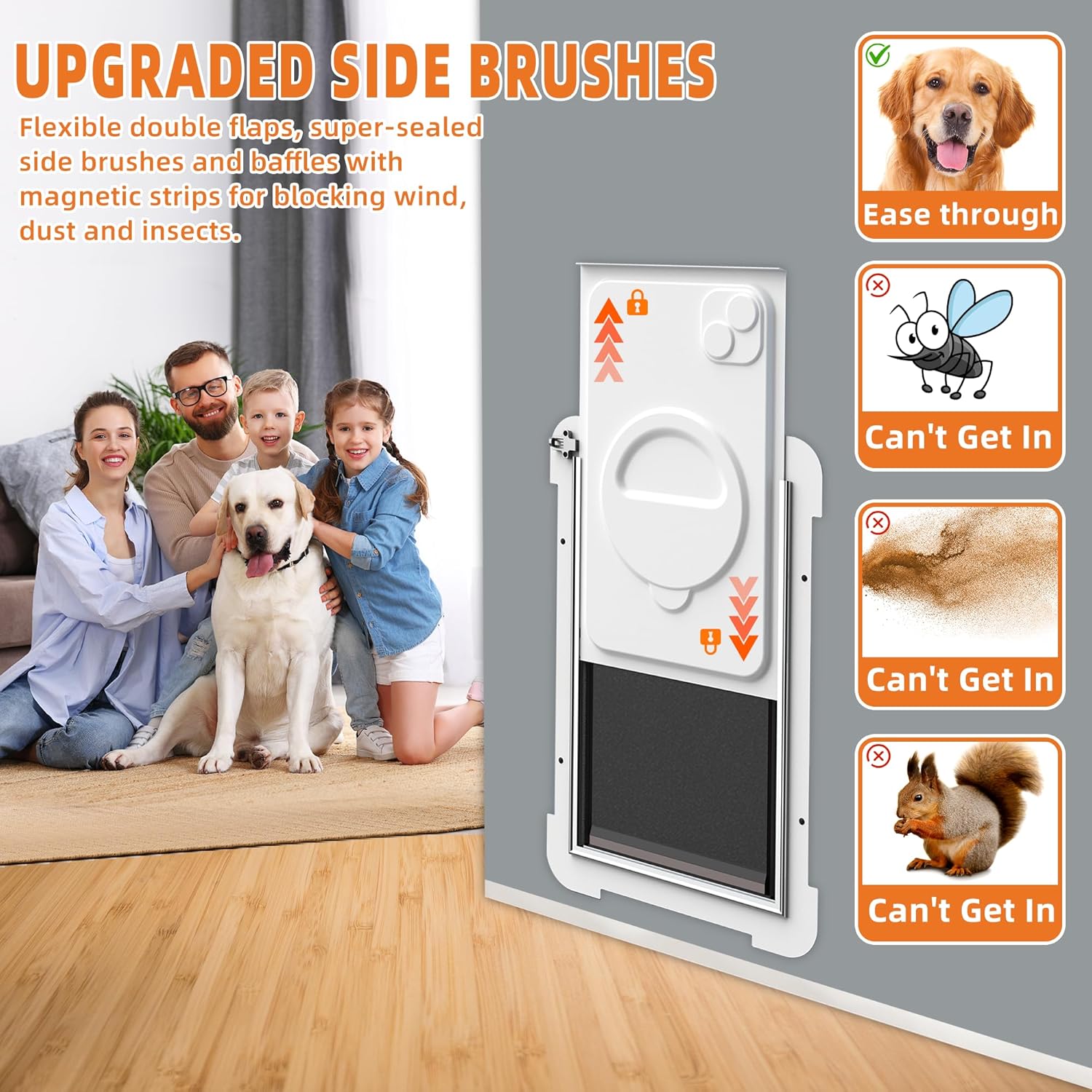 Miaotong Large Dog Door – Double Flap, Steel Frame, Wall Mount