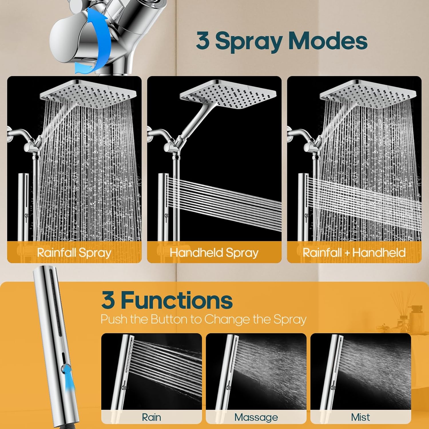Hombetter Shower Heads handheld spray combo Model SS1580