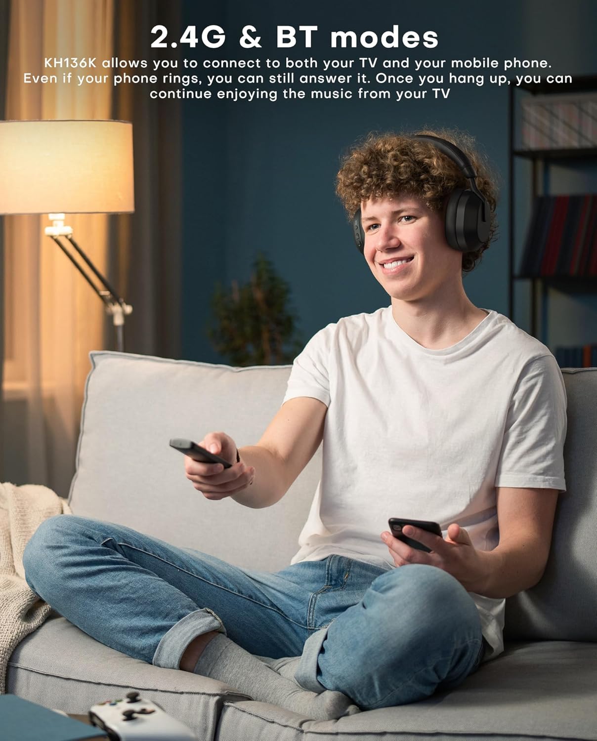 Swiitech TV Headphones KH136k Ensemble-TV Wireless Headphones with LED Display, Bluetooth V5.3, No Lip-Sync Delay, Plug and Play