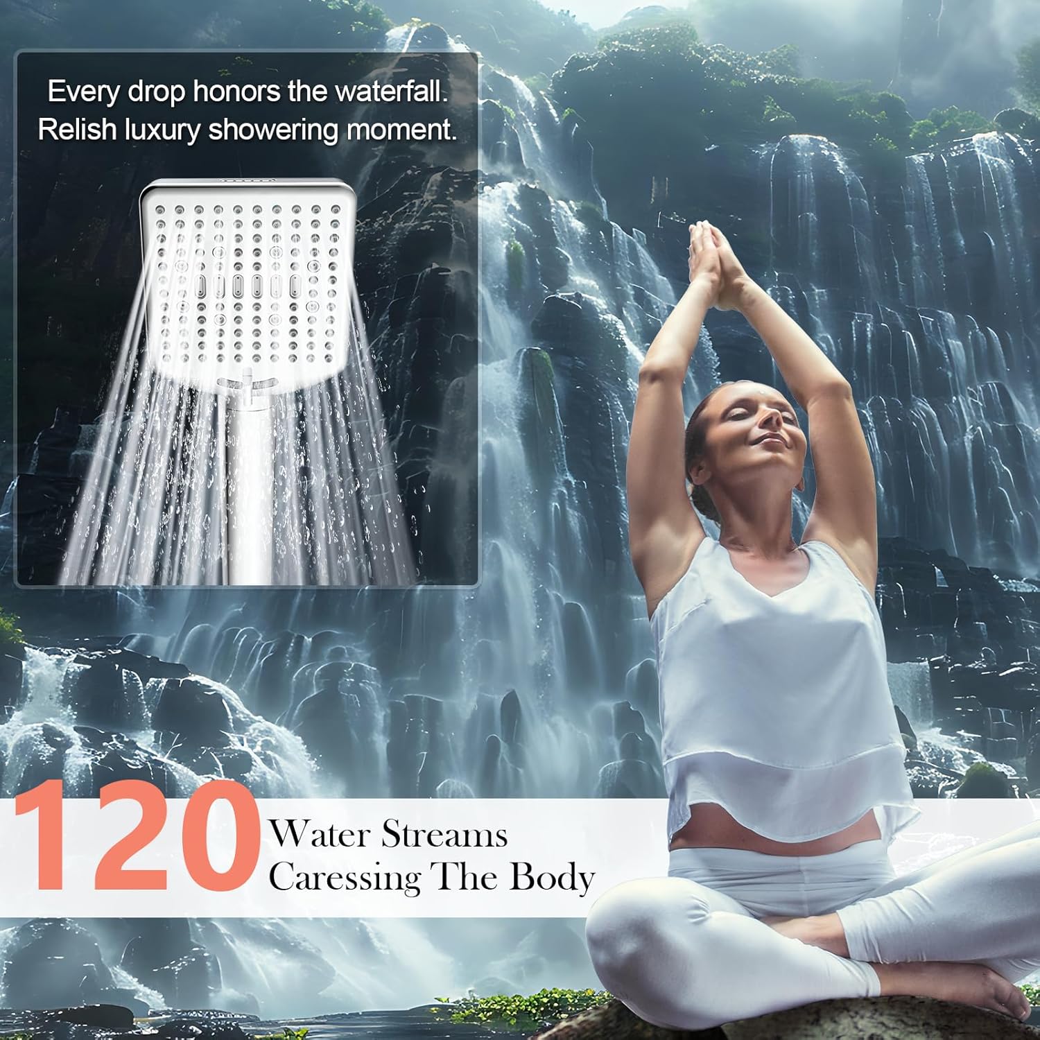 Homlord Filtered Shower Head with Handheld Brushed Nickel - High Pressure 6 Modes, 120 Anti-clog Nozzles, Detachable Showerhead with Hard Water Filters,..