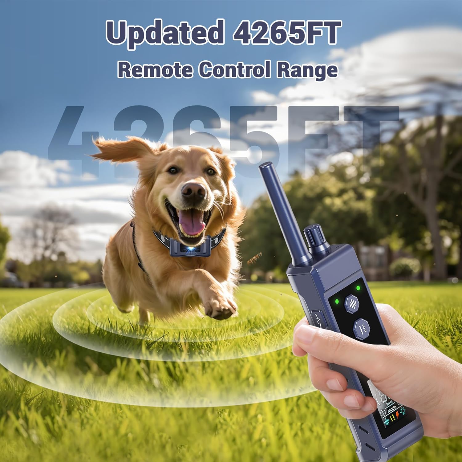 Collar for Dogs - 4265ft Waterproof Training Collar with Flashing Light