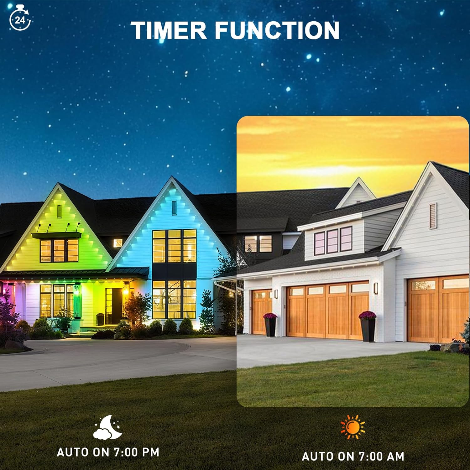 150FT Permanent Outdoor RGB Lights - Waterproof Smart LED Eaves Lights with App/Remote