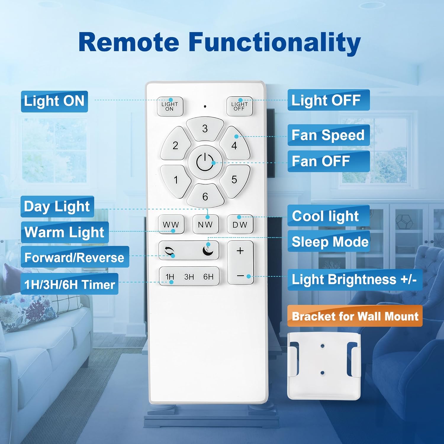 Rayqueen 42 inch ceiling fan with remote and light