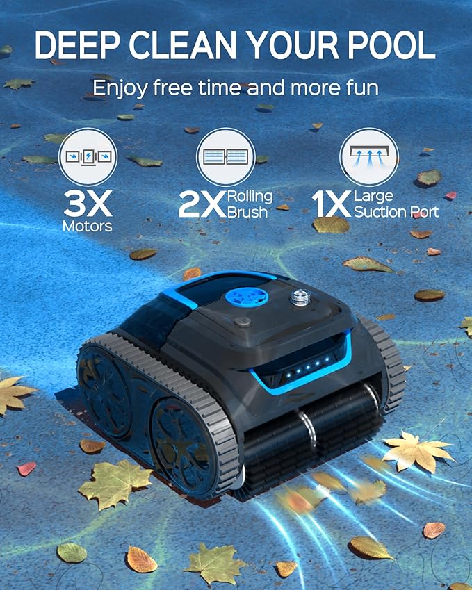 WYBOT S1 Cordless Wall Climbing Robotic Pool Cleaner w/ APP Mode, Smart Mapping Tech