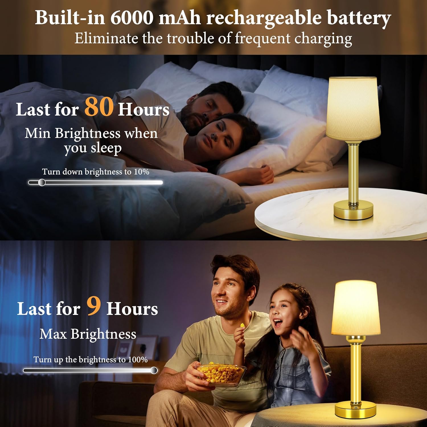 Yurnero 2 Pack Cordless Table Lamps offer versatile, battery-operated lighting