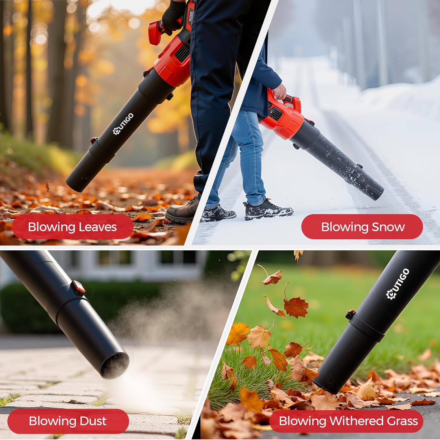 Outigo Cordless Leaf Blower, Leaf Blower with 2 * 4.5Ah Batteries