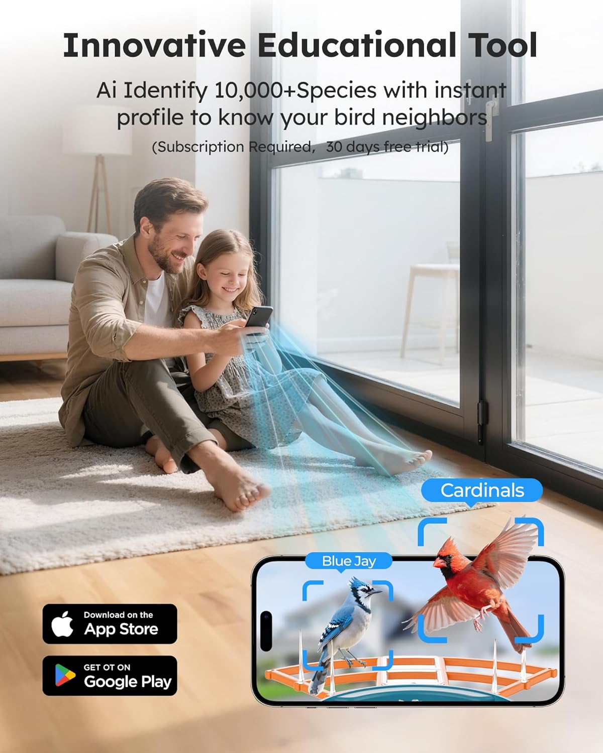 Smart Bird Feeder with AI Camera - HD Bird Watching & Species Identification