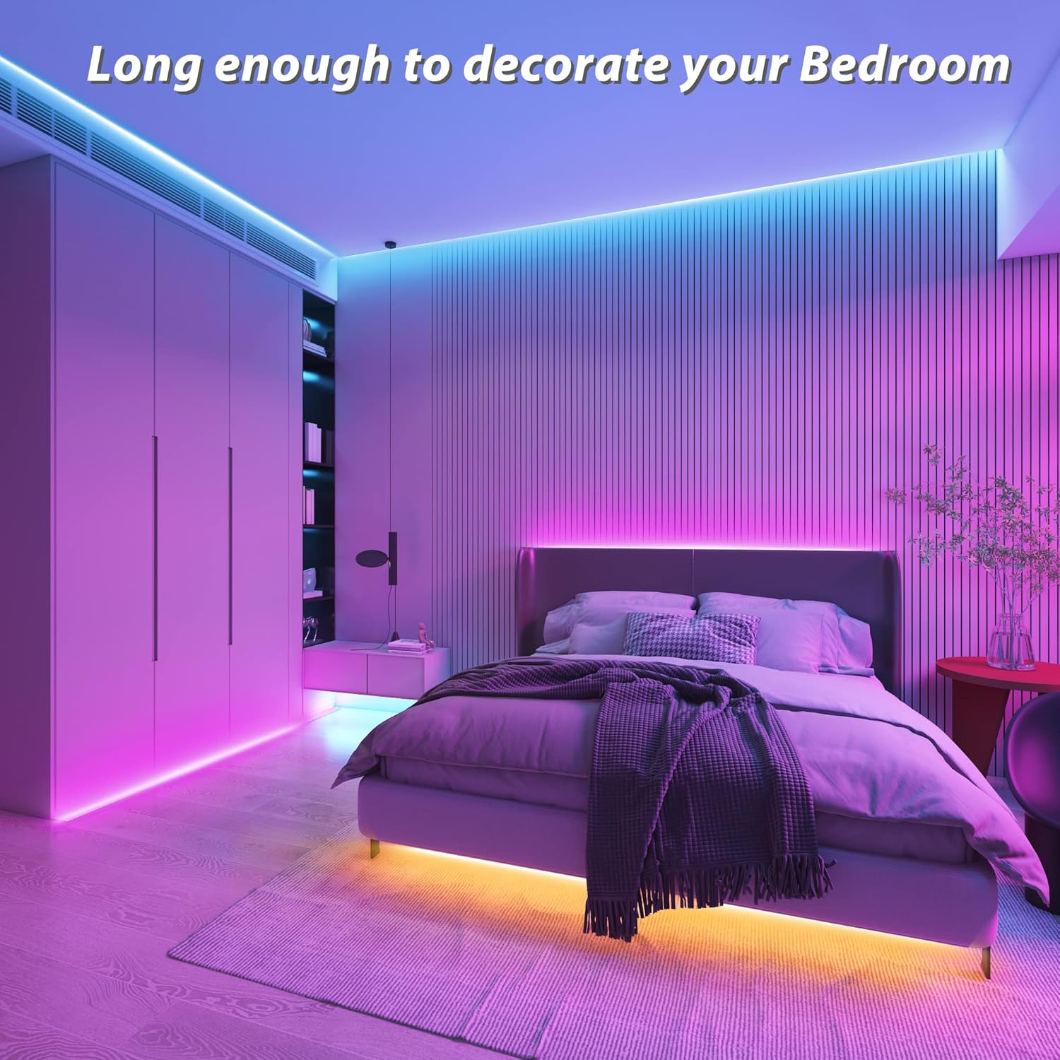 Ledagic led lights for party room 100Ft 100Ft LED Strip Lights, Smart Light with App Remote Control, RGB LED Lights