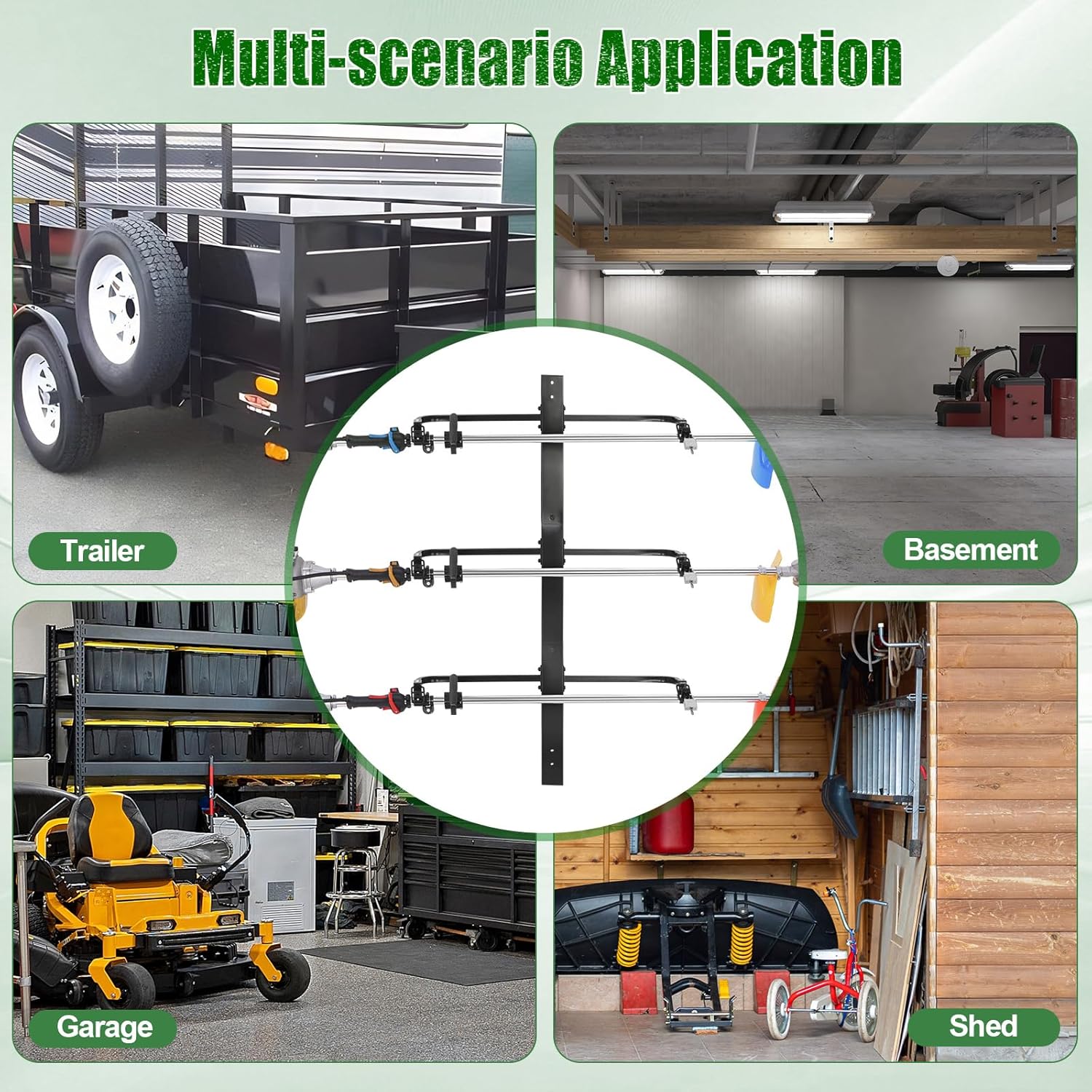 CAROD Weed Eater Rack for Open Trailer, 3 Place Trimmer