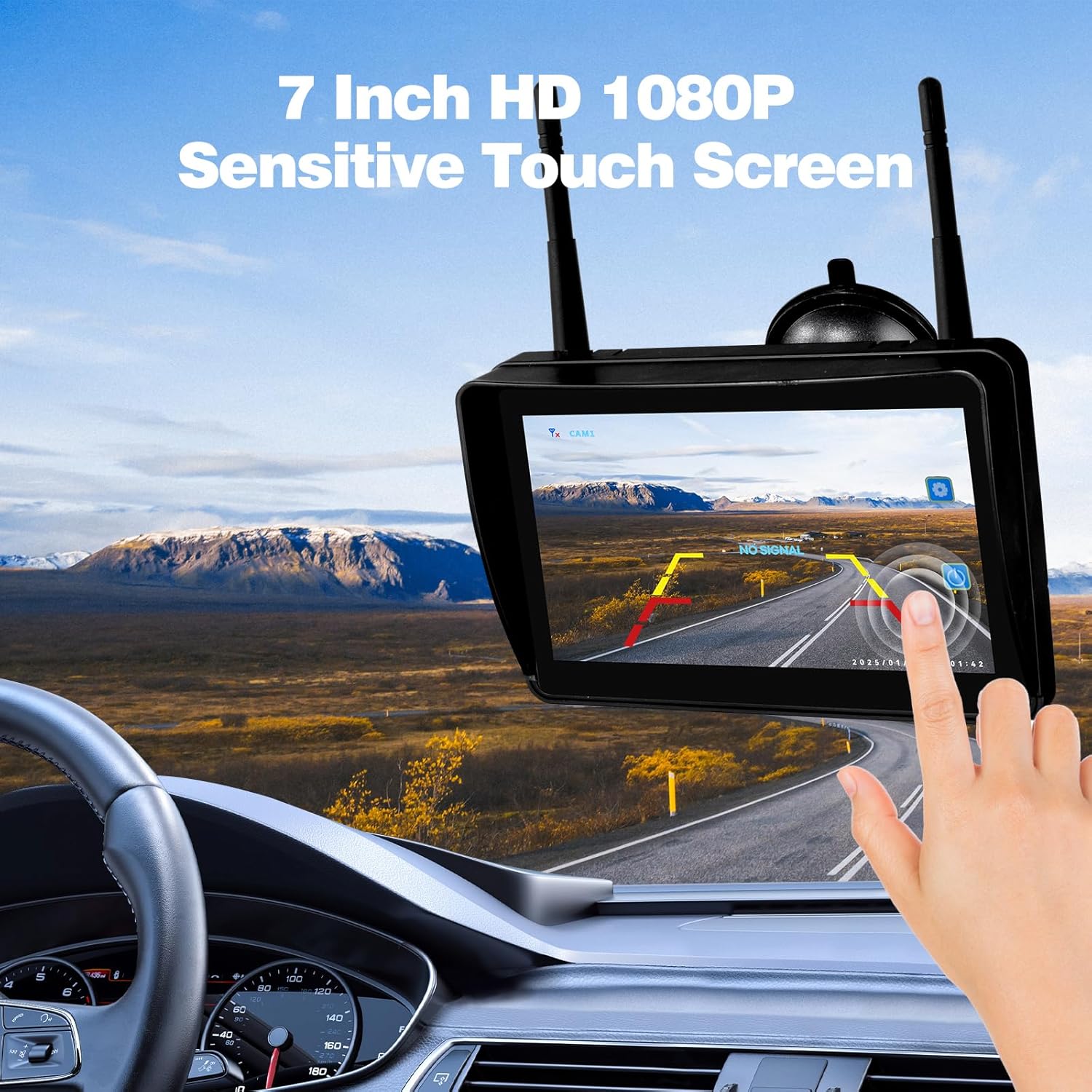 Woocarty WNKJ Wireless Backup Camera System 7" 3-Cam