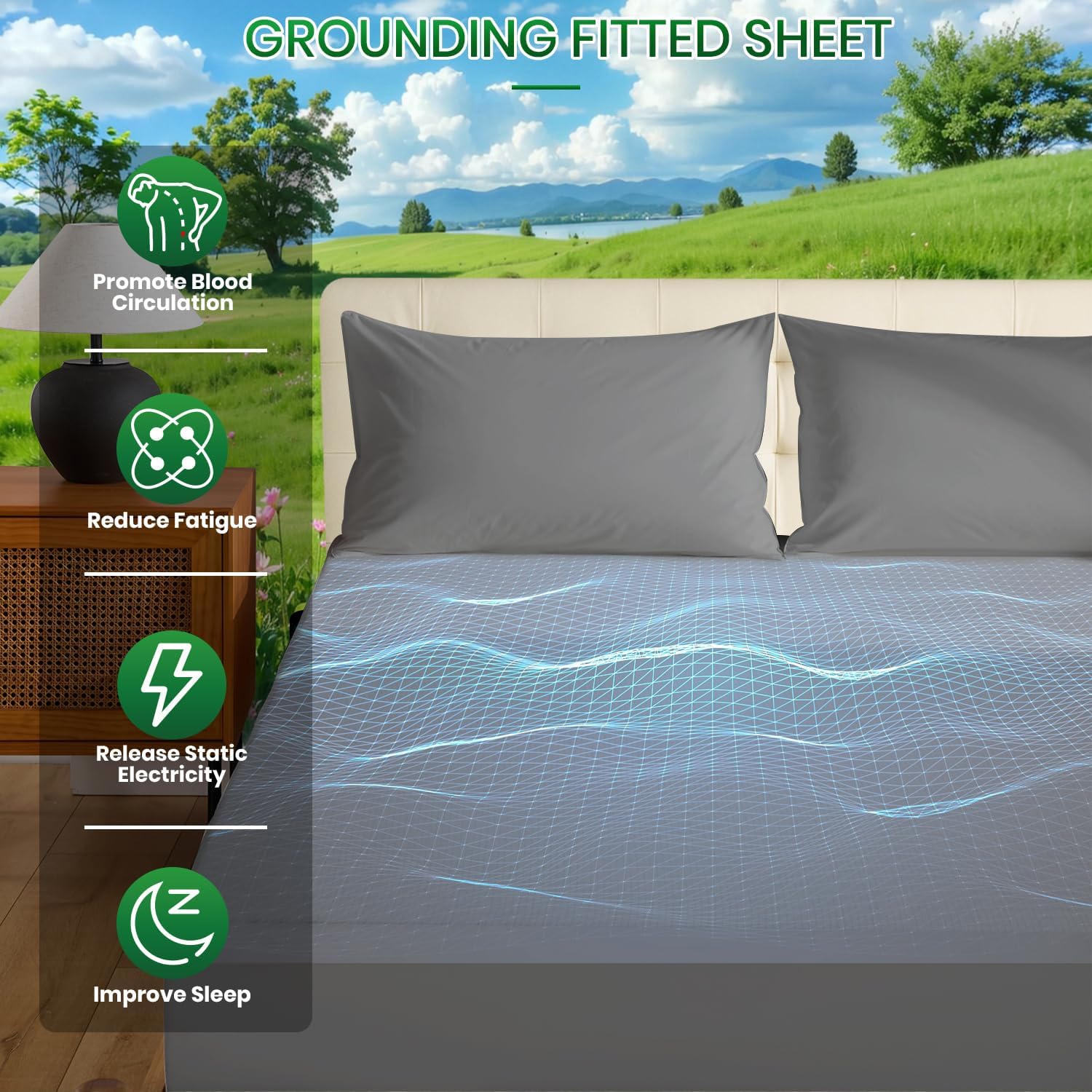 Besting Grounding Fitted Sheet Queen GS609 Silver Fiber