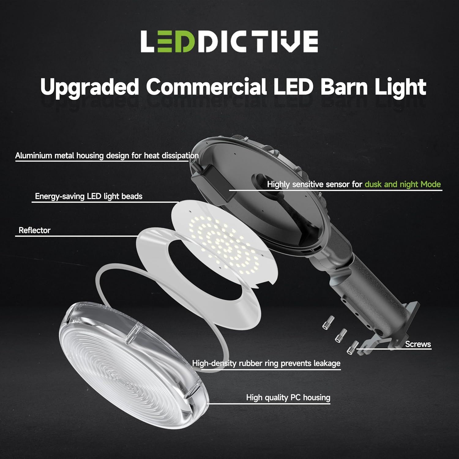 The Leddictive 50W LED Barn Light delivers 7,500 lumen